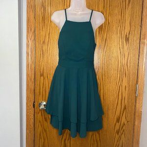 Lace Back Green Dress